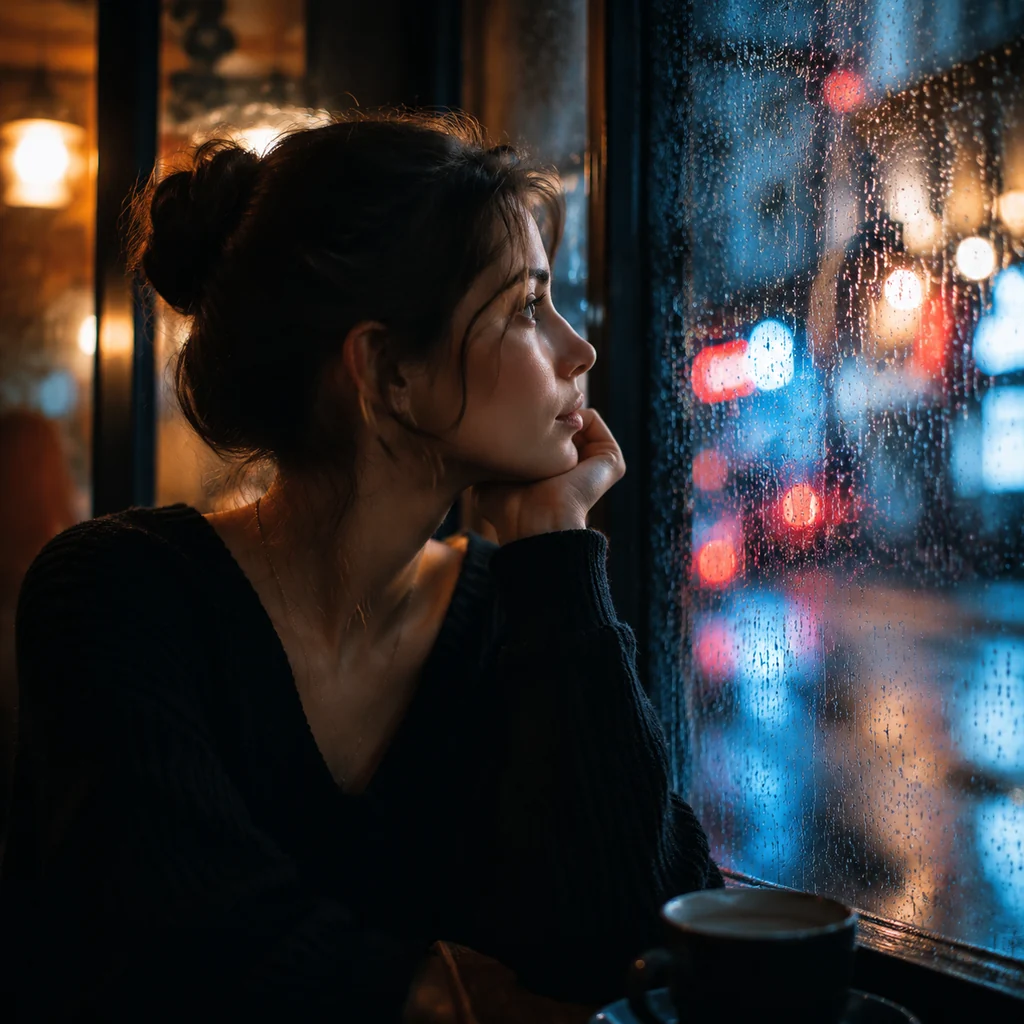 Rain-window portrait prompt cover